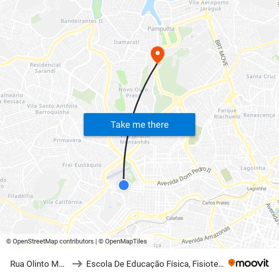 Rua Olinto Magalhaes 693 to Escola De Educação Física, Fisioterapia E Terapia Ocupacional map