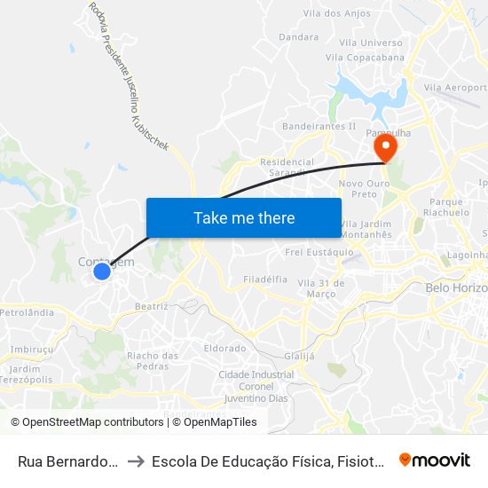 Rua Bernardo Monteiro, 65 to Escola De Educação Física, Fisioterapia E Terapia Ocupacional map