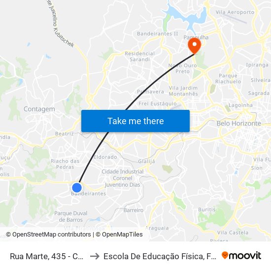 Rua Marte, 435 - Colégio Santo Agostinho to Escola De Educação Física, Fisioterapia E Terapia Ocupacional map