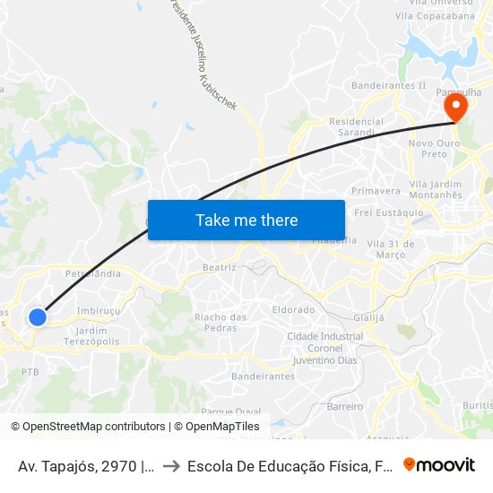 Av. Tapajós, 2970 | Padaria Vovó Lourdes to Escola De Educação Física, Fisioterapia E Terapia Ocupacional map