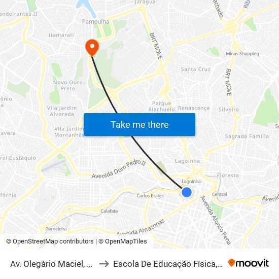 Av. Olegário Maciel, 422 | E. E. Olegário Maciel 1 to Escola De Educação Física, Fisioterapia E Terapia Ocupacional map