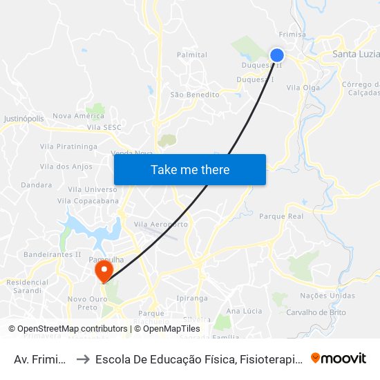 Av. Frimisa, 1335 to Escola De Educação Física, Fisioterapia E Terapia Ocupacional map