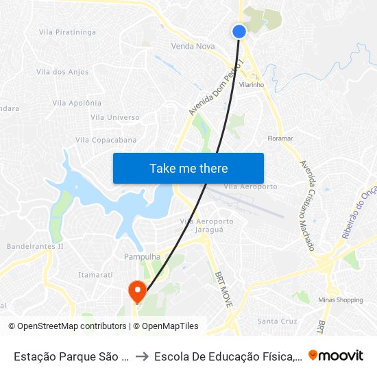 Estação Parque São Pedro | Move Metropolitano to Escola De Educação Física, Fisioterapia E Terapia Ocupacional map