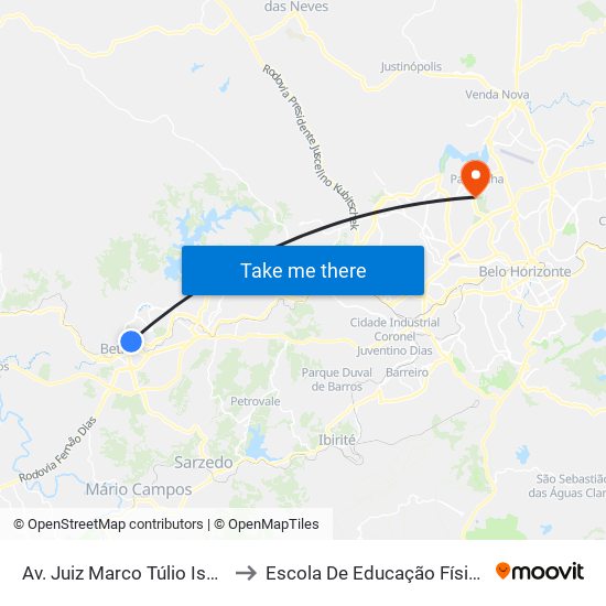 Av. Juiz Marco Túlio Isaac, 1119 | Monte Carmo Shopping to Escola De Educação Física, Fisioterapia E Terapia Ocupacional map