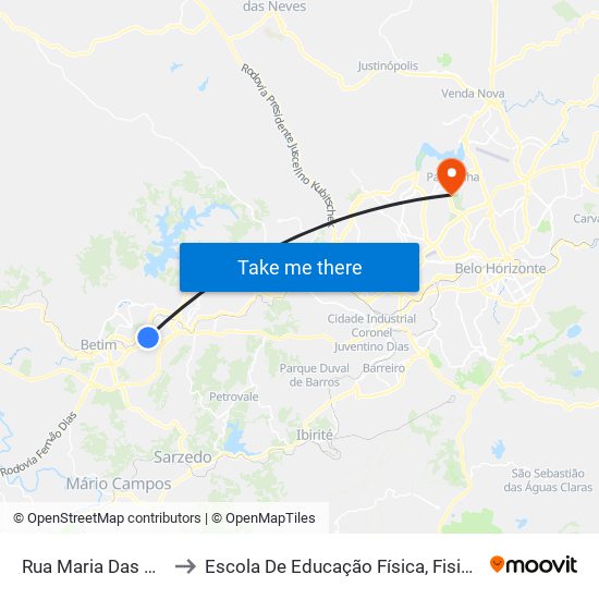 Rua Maria Das Mercês Lima, 414 to Escola De Educação Física, Fisioterapia E Terapia Ocupacional map