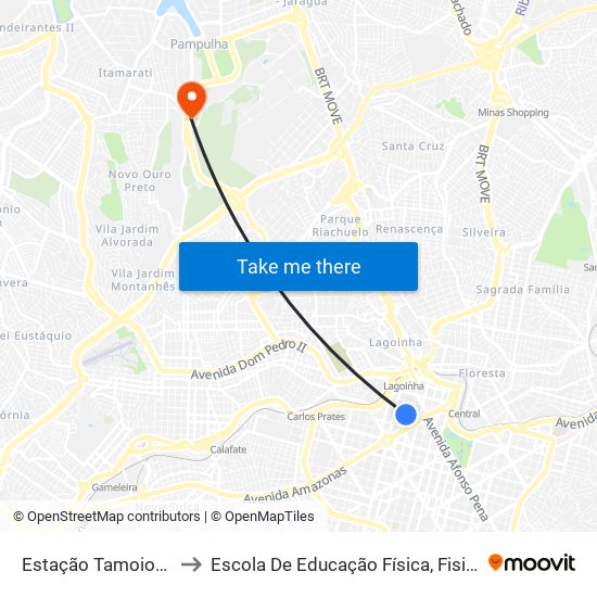 Estação Tamoios | Move Municipal to Escola De Educação Física, Fisioterapia E Terapia Ocupacional map