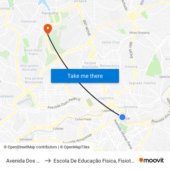 Avenida Dos Andradas 391 to Escola De Educação Física, Fisioterapia E Terapia Ocupacional map