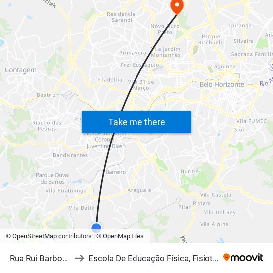 Rua Rui Barbosa Da Silva 130 to Escola De Educação Física, Fisioterapia E Terapia Ocupacional map