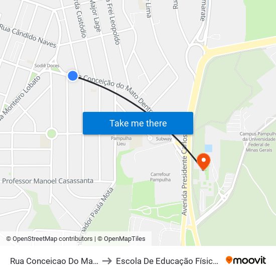 Rua Conceicao Do Mato Dentro, 540 | Trigo Dourado to Escola De Educação Física, Fisioterapia E Terapia Ocupacional map