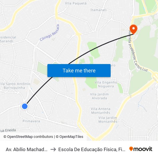 Av. Abílio Machado, 3041 | Feira Minas to Escola De Educação Física, Fisioterapia E Terapia Ocupacional map