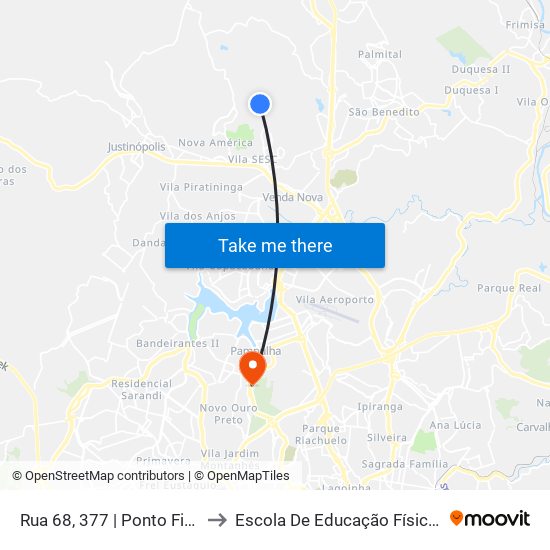 Rua 68, 377 | Ponto Final Da Linha 627 No Mantiqueira to Escola De Educação Física, Fisioterapia E Terapia Ocupacional map