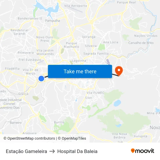 Estação Gameleira to Hospital Da Baleia map