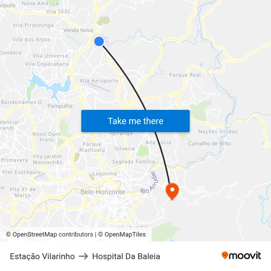 Estação Vilarinho to Hospital Da Baleia map