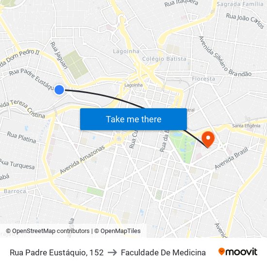 Rua Padre Eustáquio, 152 to Faculdade De Medicina map