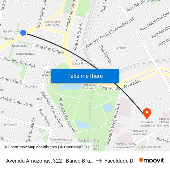 Avenida Amazonas, 322 | Banco Bradesco Antes Da Praça Sete to Faculdade De Medicina map