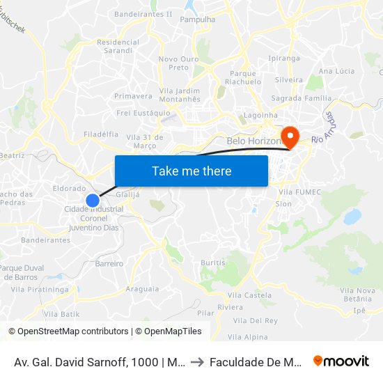 Av. Gal. David Sarnoff, 1000 | Mcdonald's to Faculdade De Medicina map