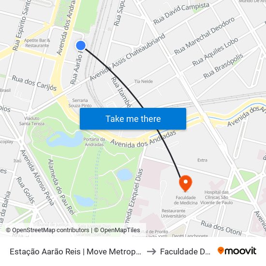 Estação Aarão Reis | Move Metropolitano - Plataforma 2a to Faculdade De Medicina map