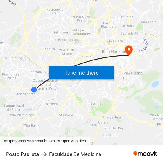 Posto Paulista to Faculdade De Medicina map