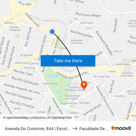 Avenida Do Contorno, 844 | Escola De Engenharia 2 to Faculdade De Medicina map