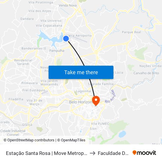 Estação Santa Rosa | Move Metropolitano - Sentido Centro to Faculdade De Medicina map