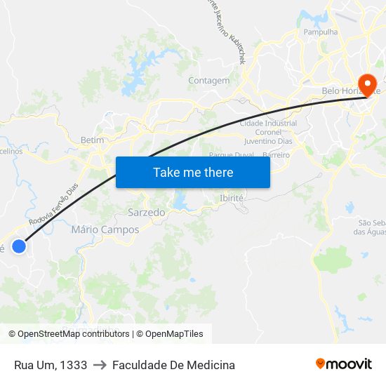 Rua Um, 1333 to Faculdade De Medicina map