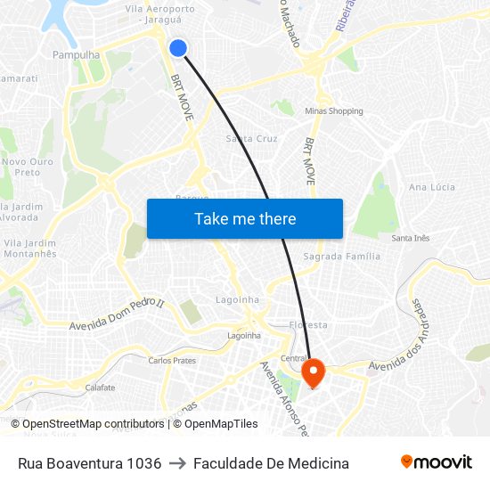 Rua Boaventura 1036 to Faculdade De Medicina map