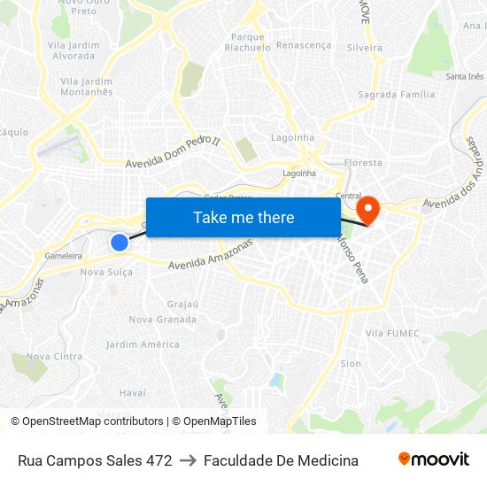 Rua Campos Sales 472 to Faculdade De Medicina map