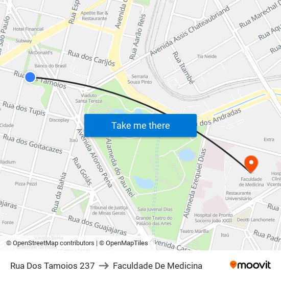 Rua Dos Tamoios 237 to Faculdade De Medicina map