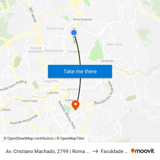 Av. Cristiano Machado, 2799 | Roma Renault, Em Frente Estação União to Faculdade De Medicina map