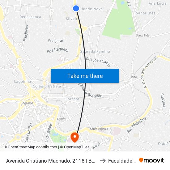 Avenida Cristiano Machado, 2118 | Banco Bradesco/Verde Mar/Santander to Faculdade De Medicina map