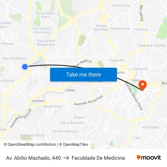 Av. Abílio Machado, 440 to Faculdade De Medicina map