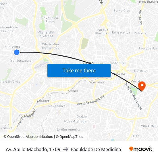 Av. Abílio Machado, 1709 to Faculdade De Medicina map