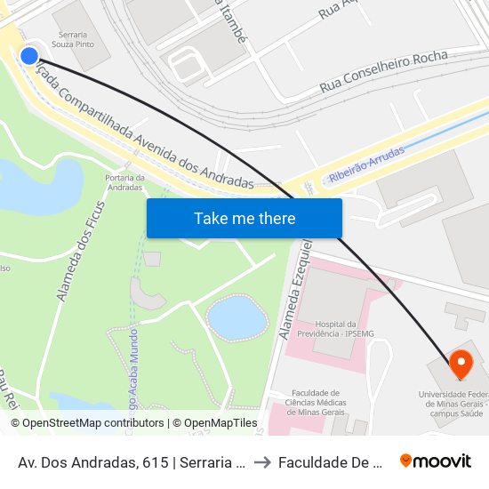 Av. Dos Andradas, 615 | Serraria Souza Pinto 2 to Faculdade De Medicina map