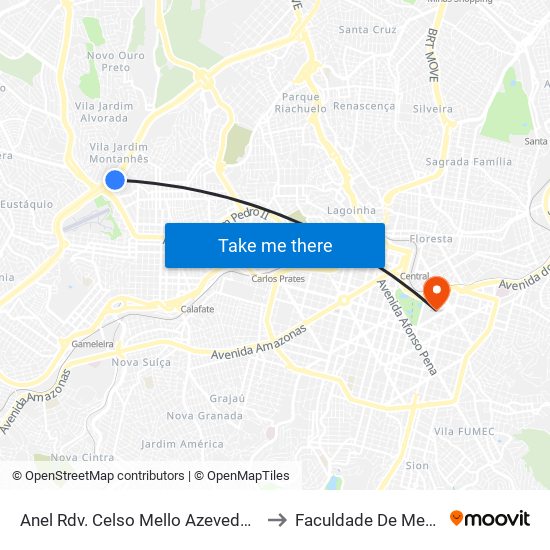 Anel Rdv. Celso Mello Azevedo, 13750 to Faculdade De Medicina map