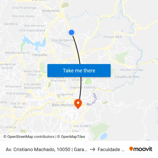 Av. Cristiano Machado, 10050 | Garagem Auto Omnibus Floramar to Faculdade De Medicina map
