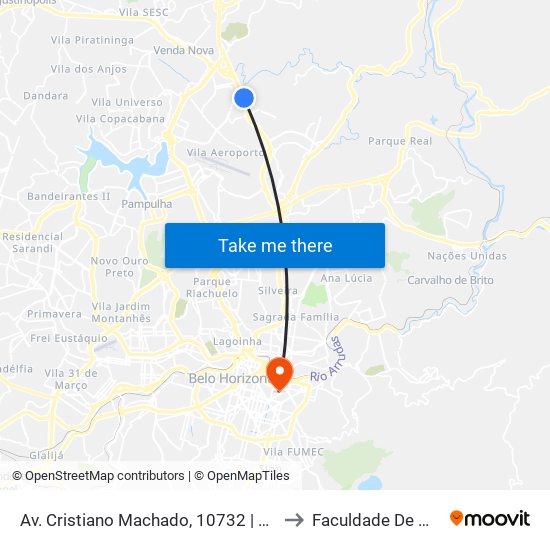 Av. Cristiano Machado, 10732 | Apoio Mineiro to Faculdade De Medicina map