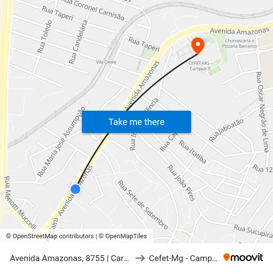 Avenida Amazonas, 8755 | Cardiesel to Cefet-Mg - Campus II map