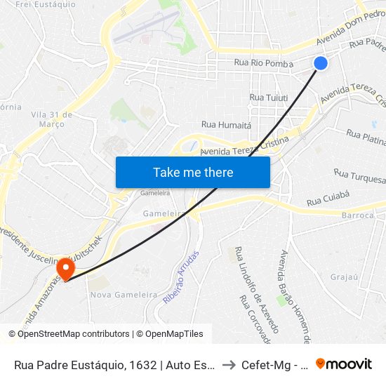 Rua Padre Eustáquio, 1632 | Auto Escola Parati - Carlos Prates to Cefet-Mg - Campus II map