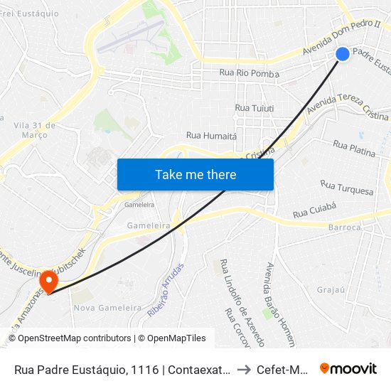 Rua Padre Eustáquio, 1116 | Contaexata E Oposto A Padaria Pão & Mantimentos to Cefet-Mg - Campus II map