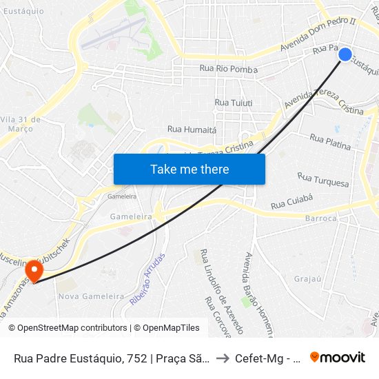 Rua Padre Eustáquio, 752 | Praça São Francisco Das Chagas to Cefet-Mg - Campus II map