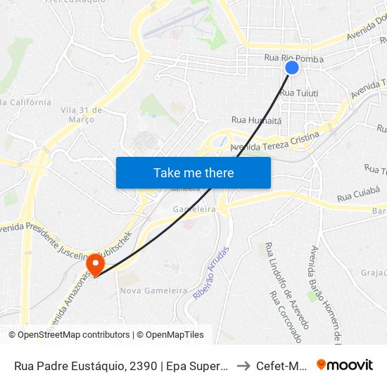 Rua Padre Eustáquio, 2390 | Epa Supermercados E Oposto A Igreja Padre Eustáquio to Cefet-Mg - Campus II map