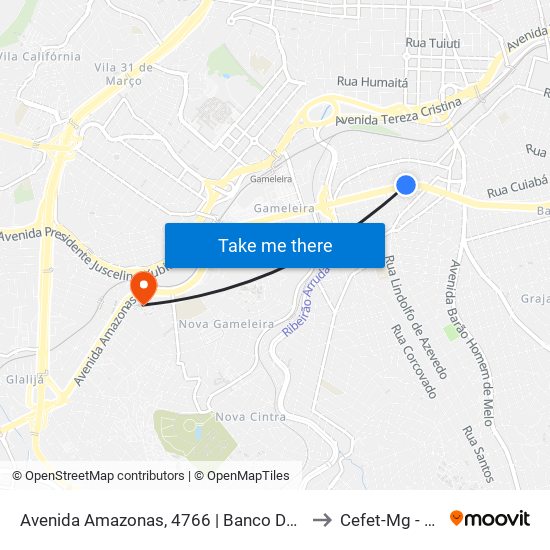 Avenida Amazonas, 4766 | Banco Do Brasil/Drogaria Araújo to Cefet-Mg - Campus II map