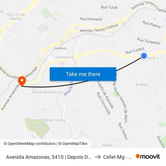 Avenida Amazonas, 3410 | Depois Da Esquina Com Rua Turfa to Cefet-Mg - Campus II map