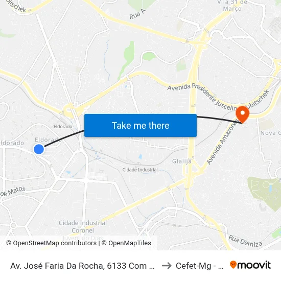 Av. José Faria Da Rocha, 6133 Com Av. João César De Oliveira to Cefet-Mg - Campus II map