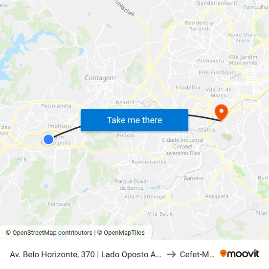 Av. Belo Horizonte, 370 | Lado Oposto A Escola E. Professora Lourdes Bernadete Da Silva to Cefet-Mg - Campus II map