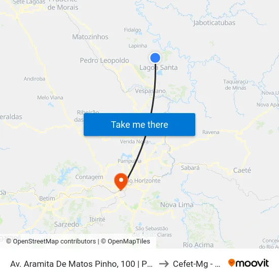 Av. Aramita De Matos Pinho, 100 | Ponto Final Da Vila Maria to Cefet-Mg - Campus II map
