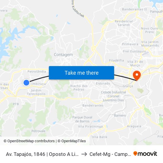 Av. Tapajós, 1846 | Oposto A Lily Açaí to Cefet-Mg - Campus II map