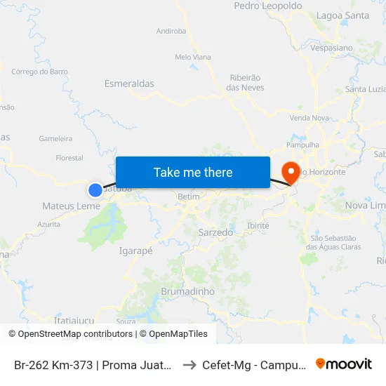 Br-262 Km-373 | Proma Juatuba to Cefet-Mg - Campus II map