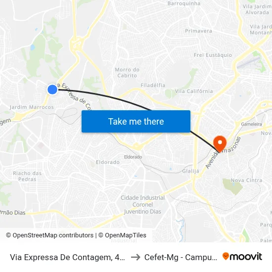 Via Expressa De Contagem, 4018 to Cefet-Mg - Campus II map
