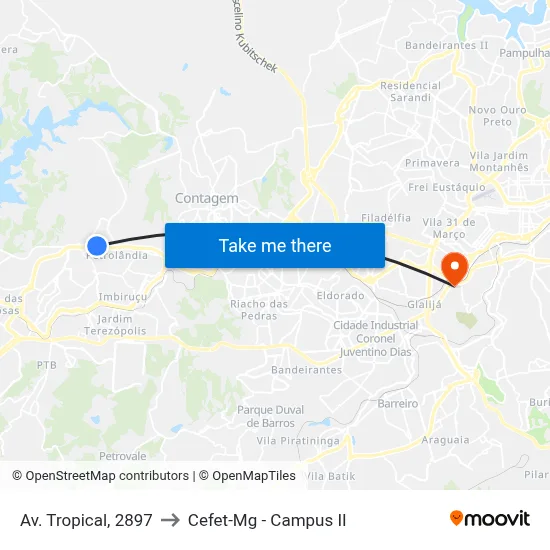 Av. Tropical, 2897 to Cefet-Mg - Campus II map